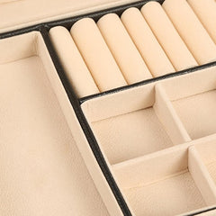 Double Deck Jewelry Storage Box with Lock - Organize Rings, Necklaces, Earrings