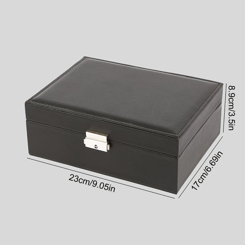Double Deck Jewelry Storage Box with Lock - Organize Rings, Necklaces, Earrings