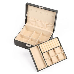 Double Deck Jewelry Storage Box with Lock - Organize Rings, Necklaces, Earrings