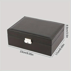 Double Deck Jewelry Storage Box with Lock - Organize Rings, Necklaces, Earrings