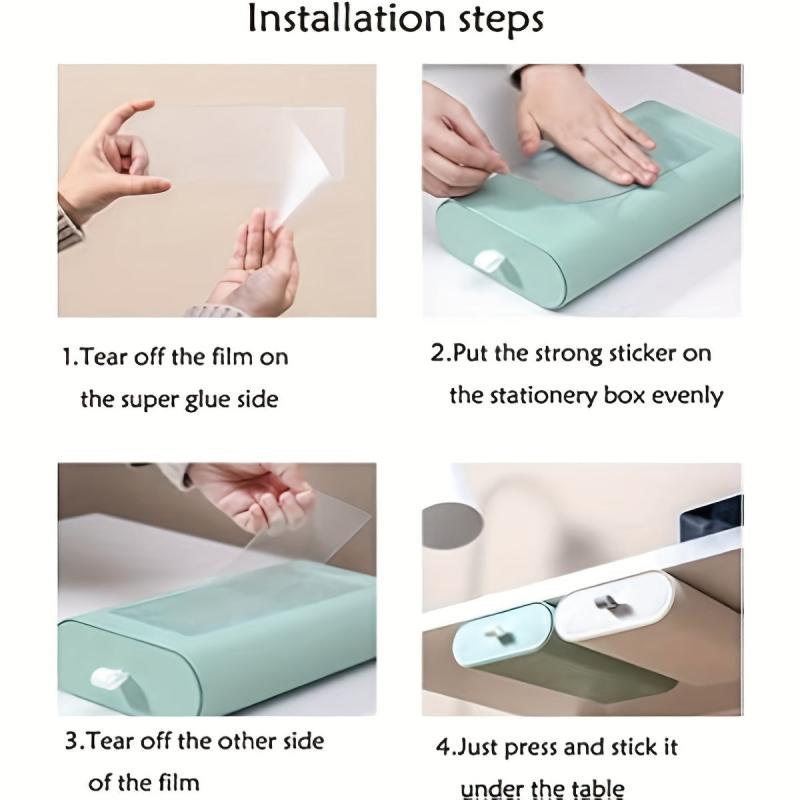 Slide Out Under Desk Drawer Organizer Plastic Storage Hidden Style Drawers