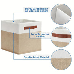 4pcs Cube Storage Box Fabric Basket With Handles Foldable Organizer 11 Inch