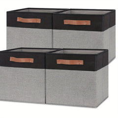 4pcs Cube Storage Box Fabric Basket With Handles Foldable Organizer 11 Inch