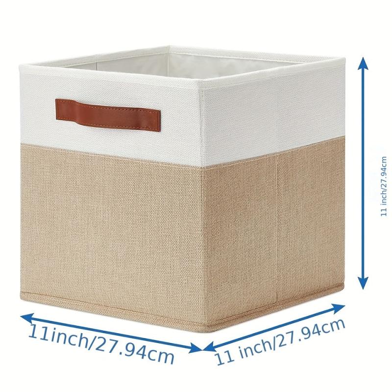 4pcs Cube Storage Box Fabric Basket With Handles Foldable Organizer 11 Inch