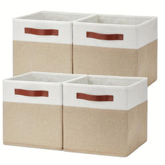 4pcs Cube Storage Box Fabric Basket With Handles Foldable Organizer 11 Inch