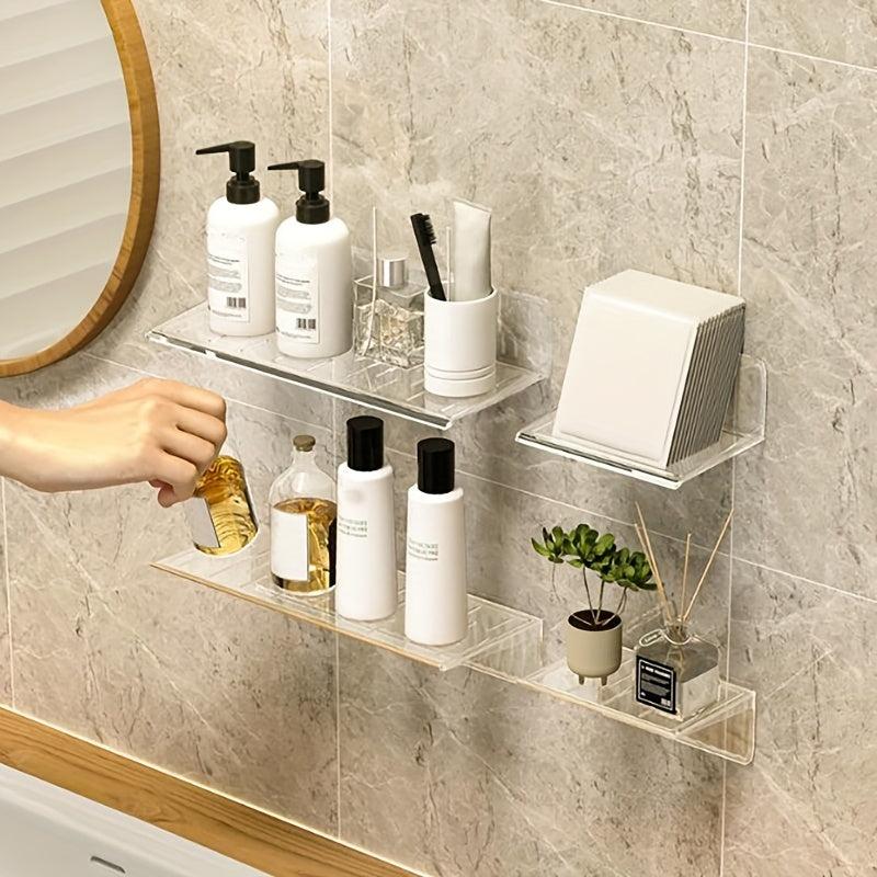 Acrylic Floating Shelves Self Adhesive Wall Mounted Storage Rack