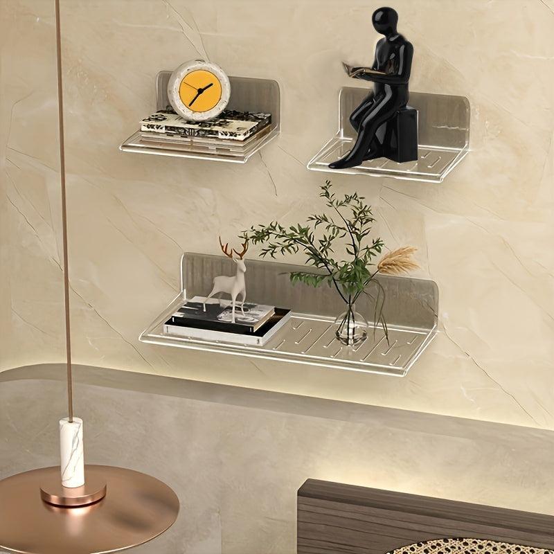 Acrylic Floating Shelves Self Adhesive Wall Mounted Storage Rack