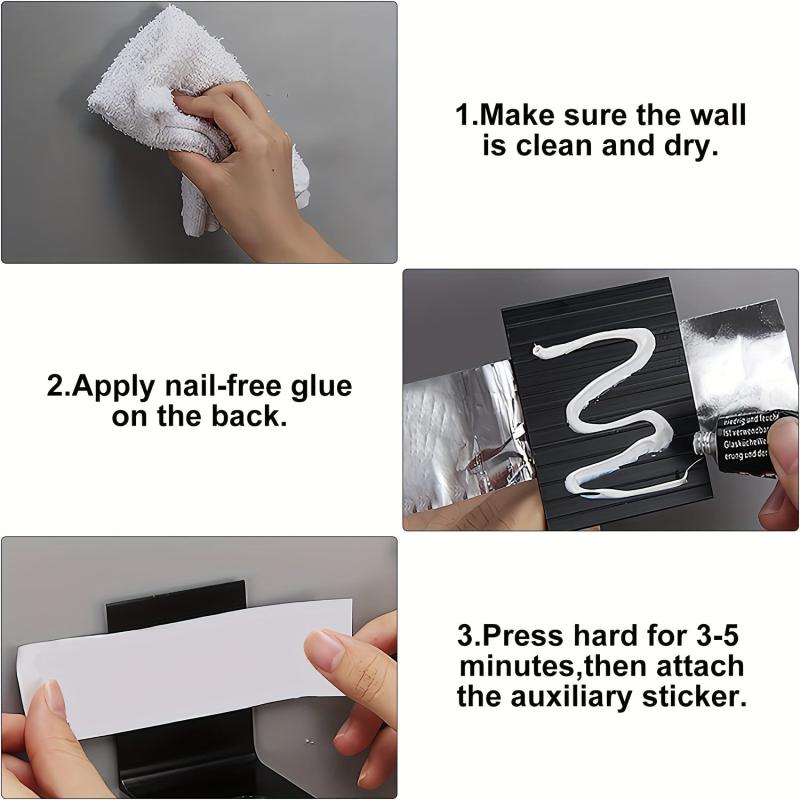 3pcs Stainless Steel Wall Suction Rack for Bathroom Organization