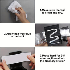 3pcs Stainless Steel Wall Suction Rack for Bathroom Organization