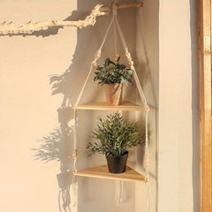 Bohemian Triangle Wooden Floating Shelf Decor