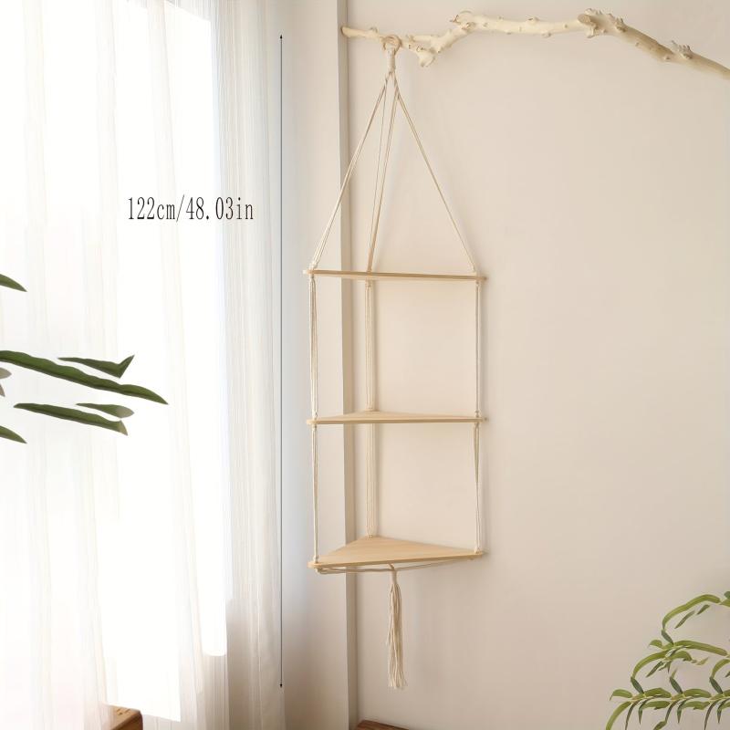 Bohemian Triangle Wooden Floating Shelf Decor