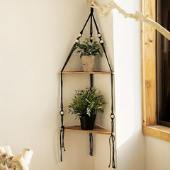 Bohemian Triangle Wooden Floating Shelf Decor