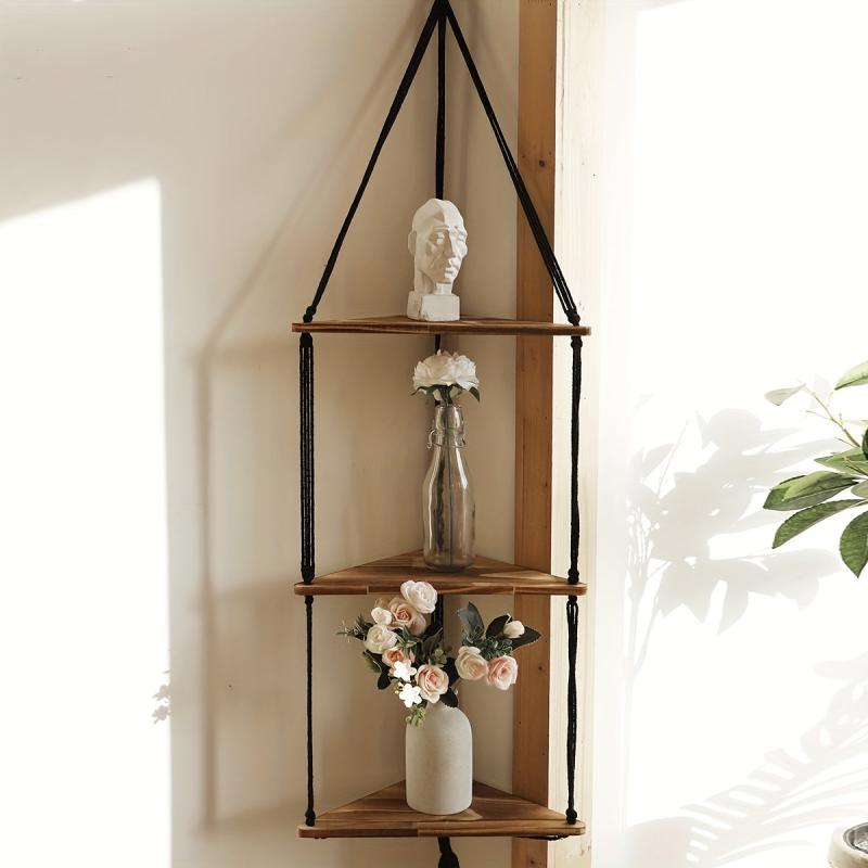 Bohemian Triangle Wooden Floating Shelf Decor