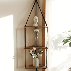 Bohemian Triangle Wooden Floating Shelf Decor