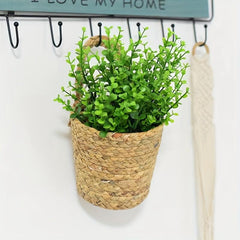 Seagrass Cattail Storage Wall Hanging Basket