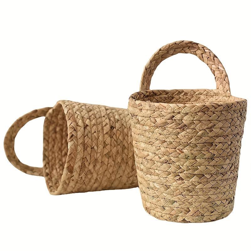 Seagrass Cattail Storage Wall Hanging Basket