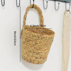 Seagrass Cattail Storage Wall Hanging Basket