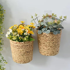 Seagrass Cattail Storage Wall Hanging Basket