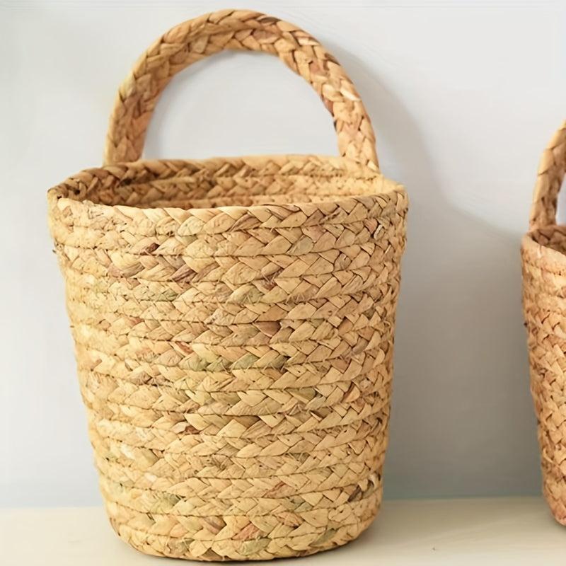 Seagrass Cattail Storage Wall Hanging Basket