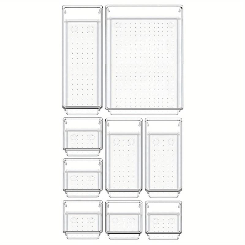 Clear Plastic Drawer Organizer Divider Container for Dresser and Clothes Storage