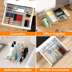 Clear Plastic Drawer Organizer Divider Container for Dresser and Clothes Storage