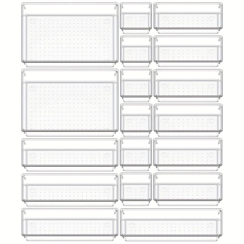 Clear Plastic Drawer Organizer Divider Container for Dresser and Clothes Storage