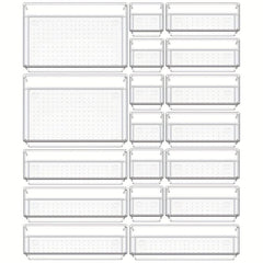 Clear Plastic Drawer Organizer Divider Container for Dresser and Clothes Storage