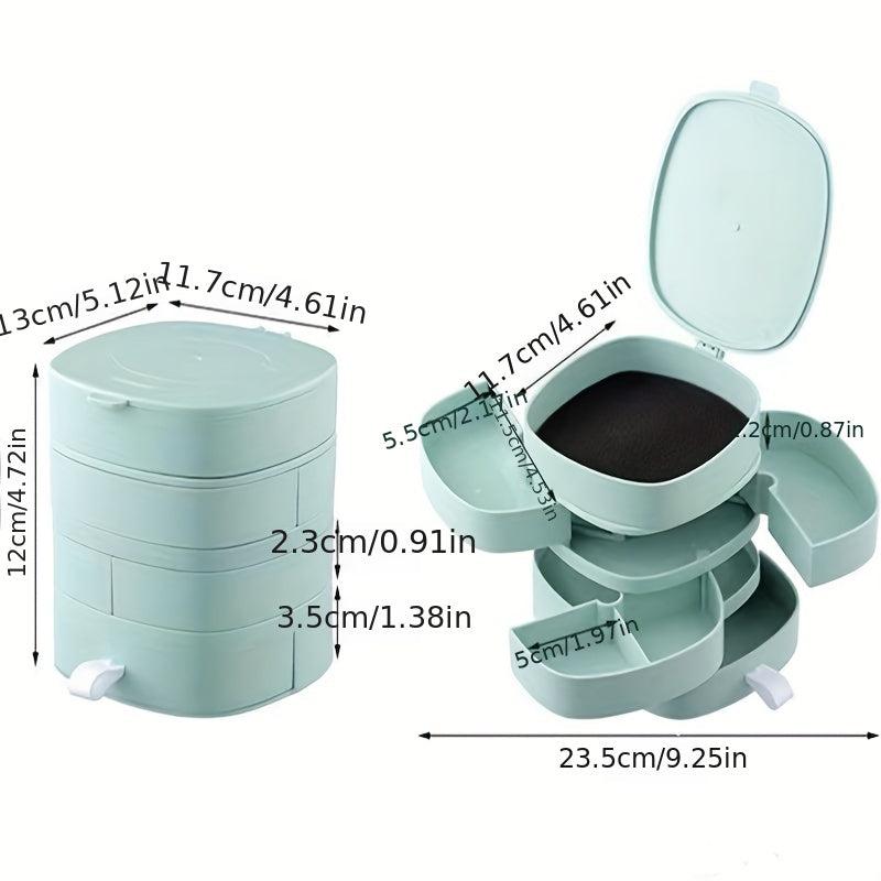 Large Capacity Rotating Jewelry Storage Box for Rings Earrings Necklaces