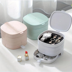 Large Capacity Rotating Jewelry Storage Box for Rings Earrings Necklaces
