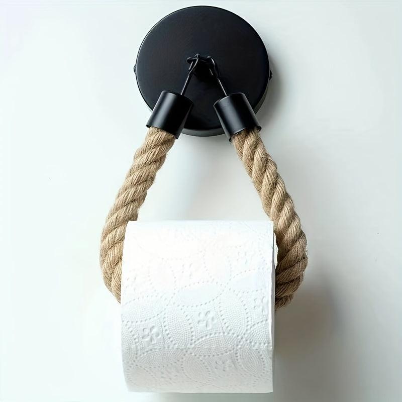 Wall Mounted Paper Towel Rack Matte Hemp Rope Paper Towel Holder
