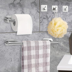 5pcs Self Adhesive Bathroom Set - 16 Inch Towel Bar, Toilet Paper