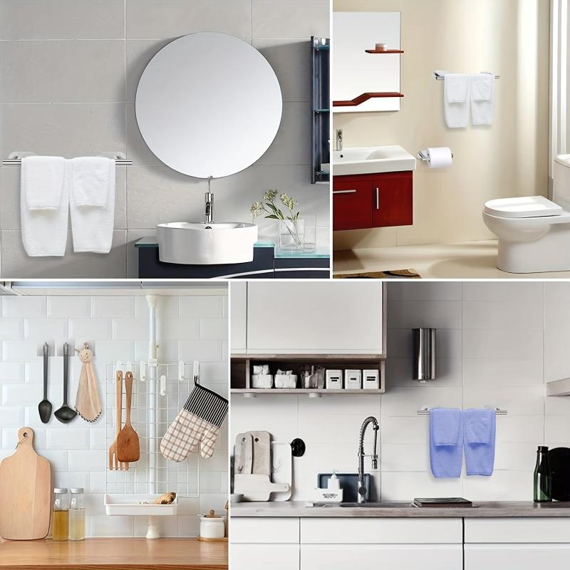 5pcs Self Adhesive Bathroom Set - 16 Inch Towel Bar, Toilet Paper