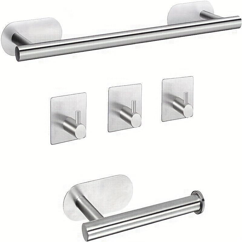 5pcs Self Adhesive Bathroom Set - 16 Inch Towel Bar, Toilet Paper