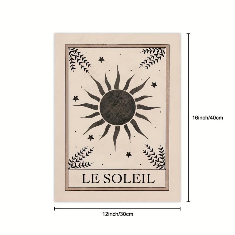 Boho Tarot Art Prints Set - Moon and Sun Wall Decor