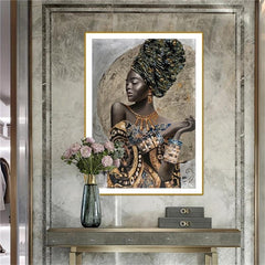 African Woman Girl Graffiti Art Canvas Painting Home Decor