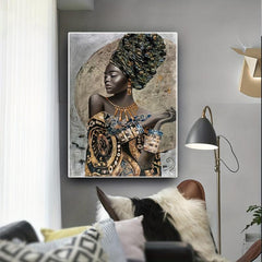 African Woman Girl Graffiti Art Canvas Painting Home Decor