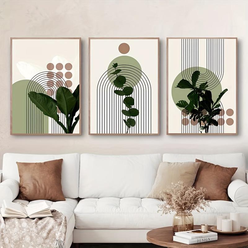 Boho Mid Century Abstract Painting 3pcs Set