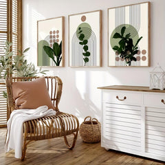 Boho Mid Century Abstract Painting 3pcs Set