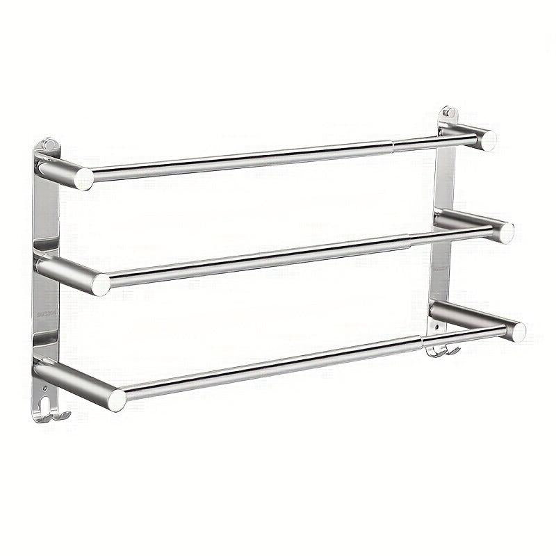 Stainless Steel Towel Bar with Hooks 17-30 Inch Bathroom Rack