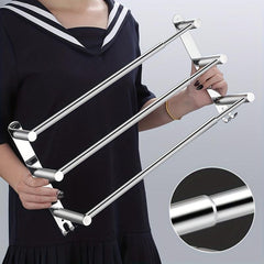 Stainless Steel Towel Bar with Hooks 17-30 Inch Bathroom Rack