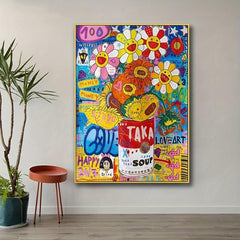 Smile Flower Poster Children's Room Art Canvas Print Cartoon Wall Painting