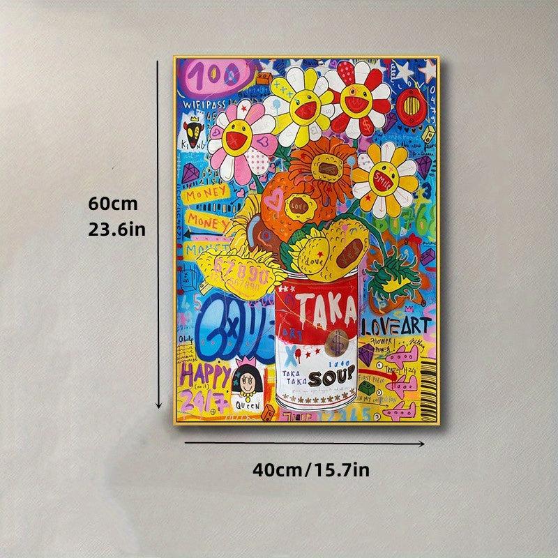 Smile Flower Poster Children's Room Art Canvas Print Cartoon Wall Painting