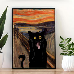 Funny Frightened Cat Canvas Painting Wall Art Decor