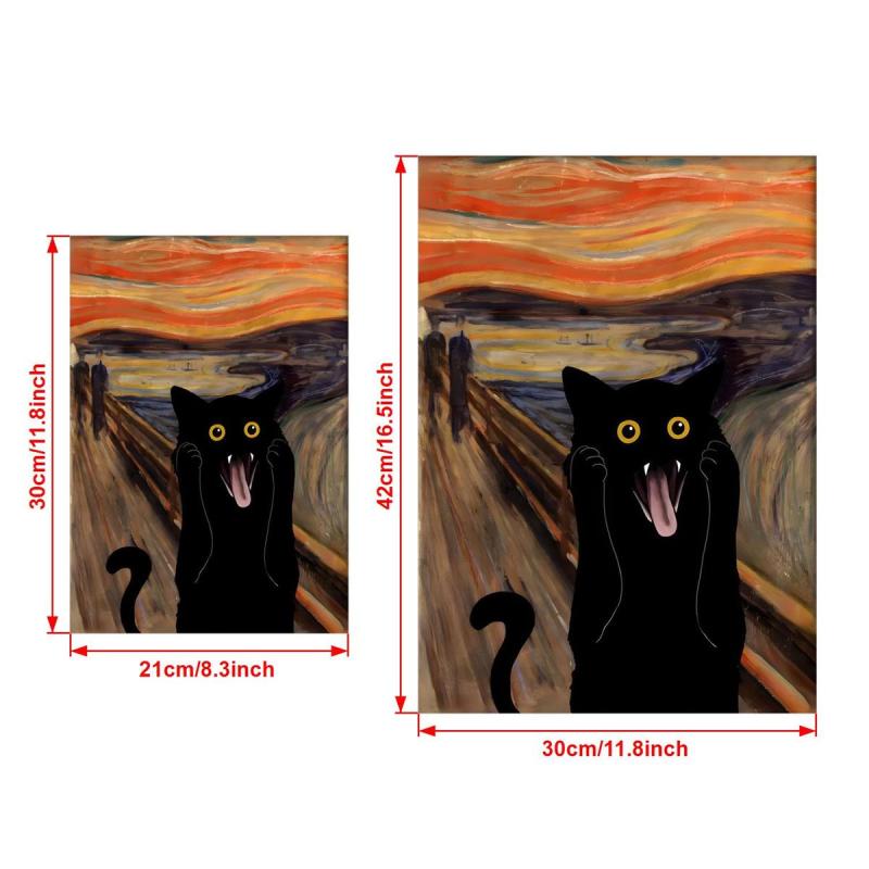 Funny Frightened Cat Canvas Painting Wall Art Decor