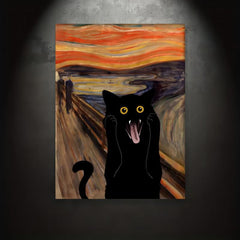 Funny Frightened Cat Canvas Painting Wall Art Decor