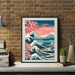 Canvas Poster Japan Wave Boats Poster Japanese Art Sakura Wall Art