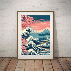 Canvas Poster Japan Wave Boats Poster Japanese Art Sakura Wall Art