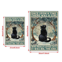 Once Upon a Time Girl Retro Canvas Print Poster Cat Snow Home Room Decor