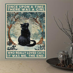 Once Upon a Time Girl Retro Canvas Print Poster Cat Snow Home Room Decor