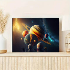 Abstract Art Canvas Painting Solar System Wall Art